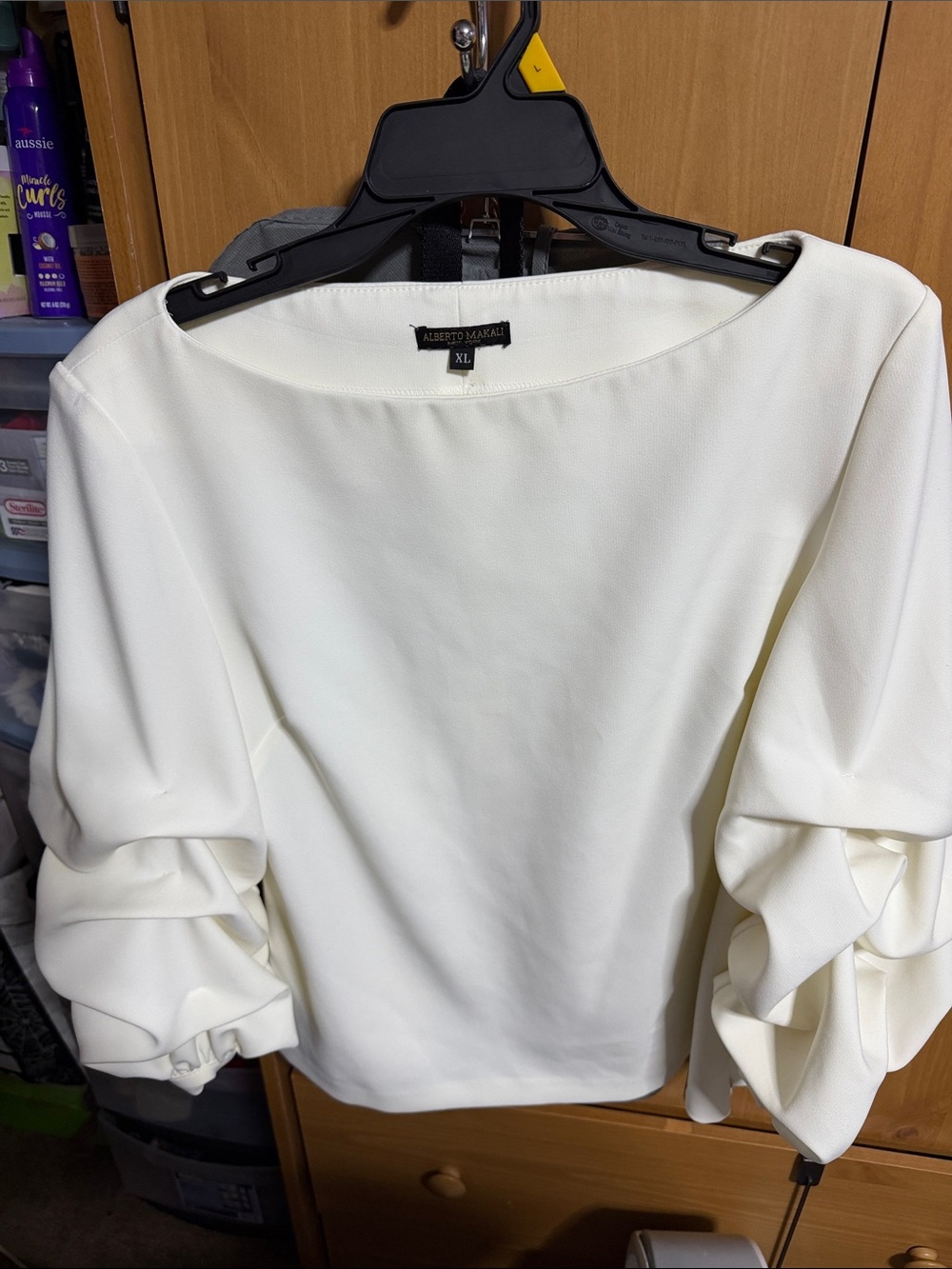Alberto Makali White Puff Sleeve Blouse